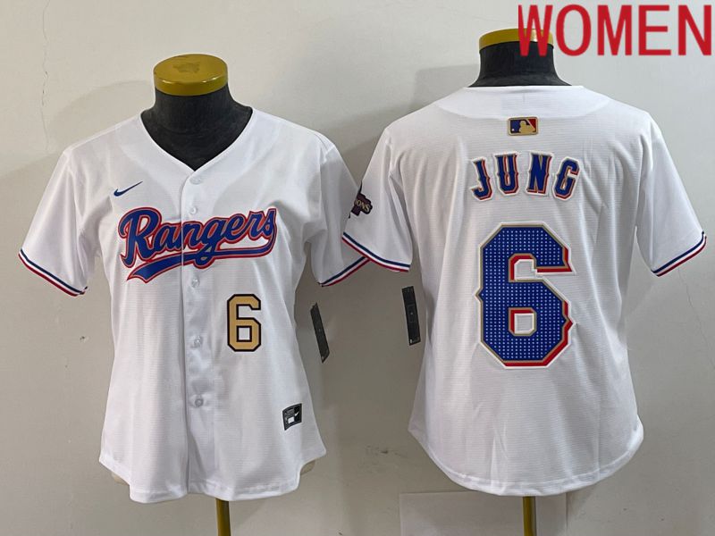 Women Texas Rangers #6 Jung White Champion Game Nike 2024 MLB Jersey style 3->women mlb jersey->Women Jersey
